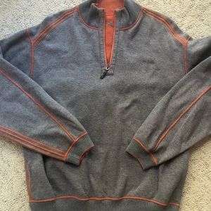 Tommy Bahama Charcoal and Rust Quarter-Zip Pullover